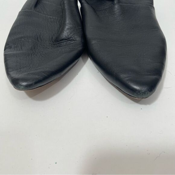 Free People Black Leather Slide On Pointed Toe Flats - Picture 3 of 9